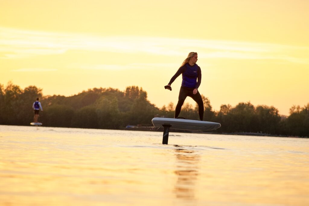 woman efoiling on Lift Foils efoil in the Netherlands