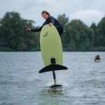 Alex Maes Nose Grab on Lift Foils 4'9 Lime Green on Lift Foils event